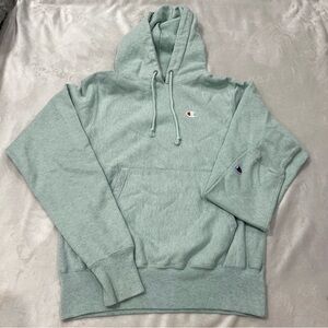 Champion Reverse Weave Minty Green/Blue Hoodie Extra Small